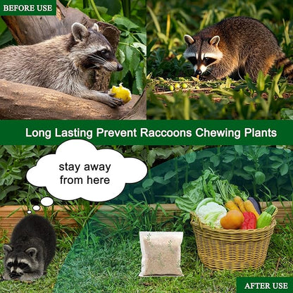 Natural Raccoon Repellent Granules | Eco-Friendly, Non-Toxic & Long-Lasting Protection with Garlic, Peppermint & Wintergreen Oils | Safe for Pets and Children |6-Pack (25g per Bag)