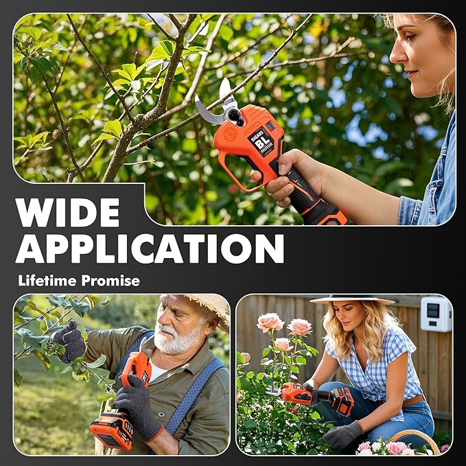 Electric Pruning Shears Cordless, [1.6'' Cutting Diameter] Professional Battery Powered Pruner, Garden Scissors for Tree Trimming Branch Cutter [SK5 Blades] [Brushless Motor] [LCD Display]
