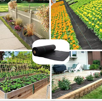Garden Weed Barrier Landscape Fabric,Weed Block Fabric Heavy Duty 3.2OZ,Woven Mulch for Landscaping Ground Cover Weed Control Fabric, Black Garden Bed Liner (1.4ft x 200ft)