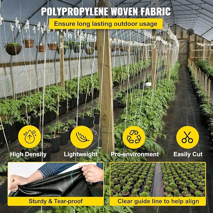 Happybuy 3FTx300FT Weed Barrier Landscape Fabric Heavy Duty 3.2OZ, Woven Weed Blocker Gardening Mat, Garden Weed Control Fabric, Geotextile Drainage Fabric, Driveway Fabric Landscaping Ground Cover