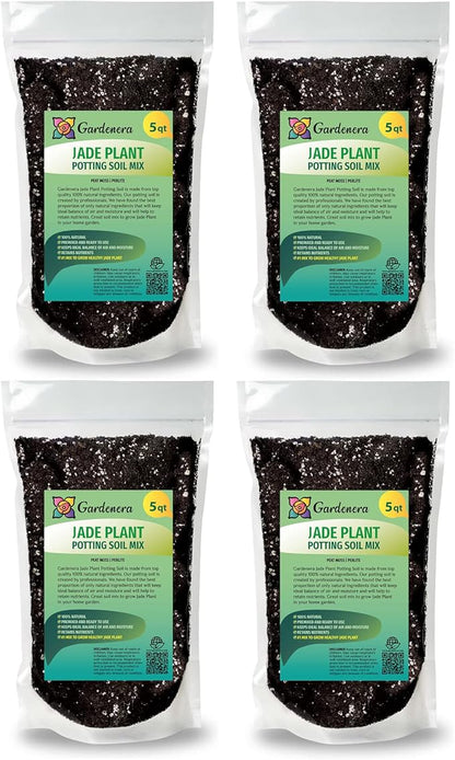 GARDENERA Premium Jade Plant Potting Soil Mix - 20 Quart (4 Bags of 5 Quart)