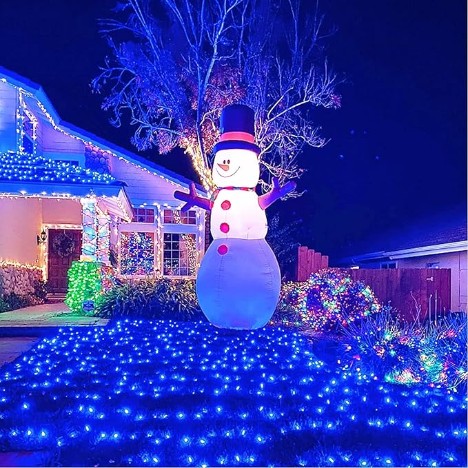 YEGUO 66ft 200 LED Blue Christmas Lights Outdoor Waterproof, Green Wire String Lights Indoor, Twinkle Tree Lights Plug in with Memory Timer