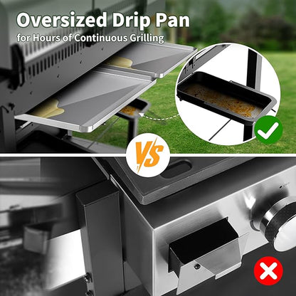 Brand-Man Griddle Grill Combo 6-Burner, 2 in 1 Versatile Propane Gas Grill and Griddle with Double Stainless Steel Lids, BBQ Combo for Outdoor Kitchen & Backyard Barbecue Cooking