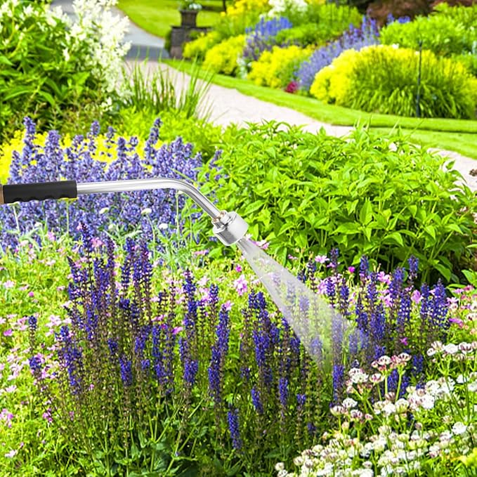 DOITOOL Watering Wand Heavy Duty, Metal Garden Hose Wand 18 Inches Long Hose Nozzle Sprayer with Flow Control for Watering Hanging Baskets and Shrubs (400 Holes)