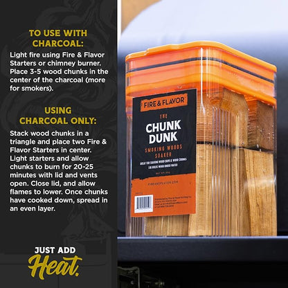 Fire & Flavor Oak Wood Chunks for Smoking and Grilling - All-Natural, Long-Lasting with a Mildly Sweet Flavor - Large Chunk Wood Chips for Smokers