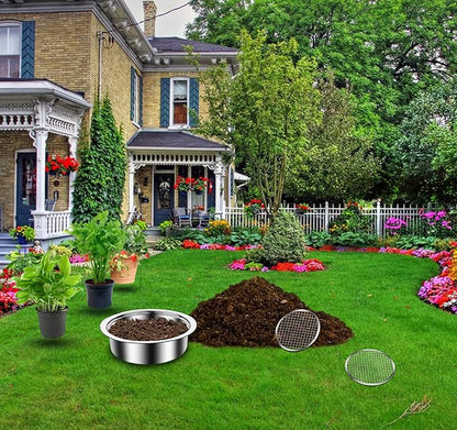 Bonsai Soil Sifter Set for Gardening - Soil Sieve with 5 Interchangeable Mesh (1mm, 3mm, 5mm, 7mm, 9mm), Garden Sifting Screen for Dirt, Sand, Rock, Filtration, Compost and Bonsai