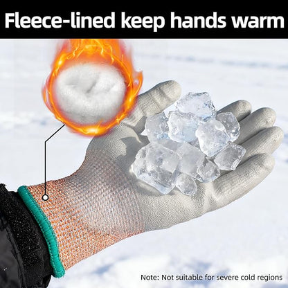 Schwer 12 Pairs Winter Work Gloves, ANSI A5 Cut Resistant Gloves with PU Coating, Freezer Glove for Outdoor Cold Weather, Thermal Insulated, Non Slip, Durable, XXL, CR3088-W