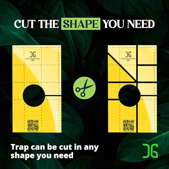 Catchmaster GRO Yellow Pre-Cut Ready to Use Sticky Traps 50PK, Bug & Fly Trap with Center Hole for Crawling Insects, Pest Control for Home, Garden & Greenhouse, Protect Live Plants Indoor & Outdoor