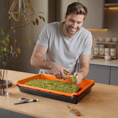 Spider Farmer Trim Tray Kit with Trimming Tray, 150 Micron Precision Screen, Bottom Harvest Bin, Scissors, Brush & Magnifying Card – Collect Pollen and Fine Plant Material