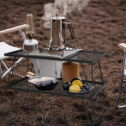 SUN-YE Charcoal Grill for IGT Table,Portable Grill with Carry Bag,Adjustable Furnace Burning Carbon Plate Height,Stainless Steel,Instantly Expands and Stores,1 Piece