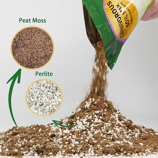 Carnivorous Plant Soil Mix 4qt, Pure Peat Moss and Perlite Mixture for Venus, Pitcher, Butterwort, Nepenthes, Sundew