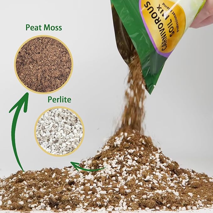 Carnivorous Plant Soil Mix 10qt, Pure Peat Moss and Perlite Mixture for Venus, Pitcher, Butterwort, Nepenthes, Sundew