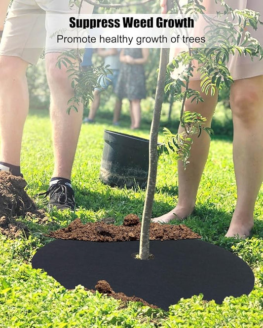 30PCS 20.5In Non-Woven Tree Mulch Ring Thickened Tree Protectors Mat, Reusable Tree Weed Barrier Mat, Landscaping Plant Cover, Round Anti Grass Gardening Fabric Cover