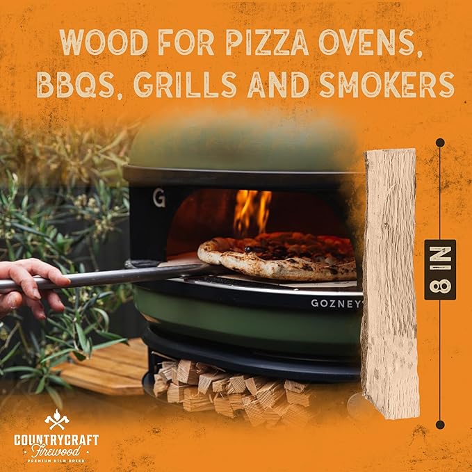 8" Kiln-Dried Red Oak Cooking Wood, 10 lbs – Sustainably Sourced Firewood and BBQ Wood for Ooni, Gozney, Grills, Smokers & Solo Stove – Includes 2 Firestarters – Made in The USA