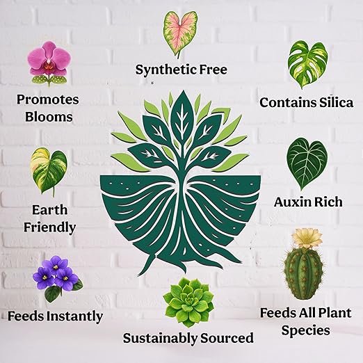 Organic Liquid Indoor Plant Food, Houseplant, Tropical & All-Purpose Indoor Plant Fertilizer, Organic Liquid Fertilizer 5-5-5 with Sea Kelp, 16oz Treats 110 Gallons