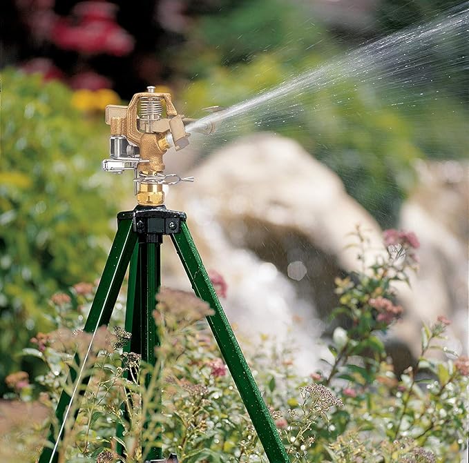 2-Pack Orbit 58308Z Brass Impact Sprinkler on Tripod Base - Heavy-Duty Brass Sprinklers on Tripod.
