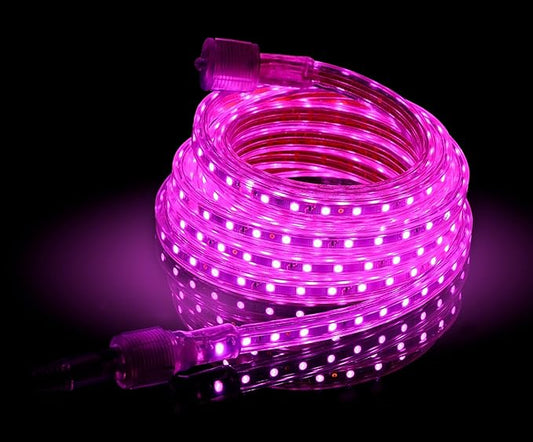 CBConcept UL Listed, 65 Feet,Super Bright 18000 Lumen, Pink, Dimmable, 110-120V AC Flexible Flat LED Strip Rope Light, Commercial Grade, Indoor Outdoor use, Ready to plug n shine