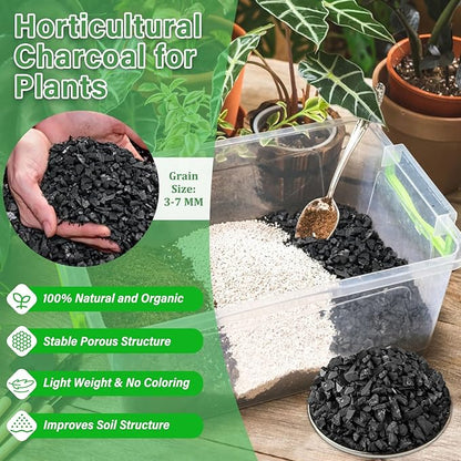 Legigo 4QT All Natural Horticultural Charcoal- Activated Hardwood Plant Charcoal for Soil Amendment, Conditioning Bonsai Soil, Succulent, Terrarium Supplies, Indoor Plant Potting Soil