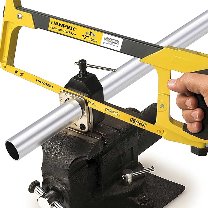 12in. High-Tension Hacksaw Frame with 24 TPI Bi-metal HSS Blade, Hand Saw Suitable for Metal, wood, PVC, Carpentry