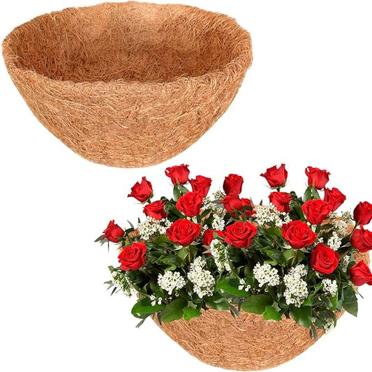 Halatool 2PCS 8 Inch Coconut Liners - 100% Natural Coco Fiber Round Liners for Planters, Flowers, Vegetables
