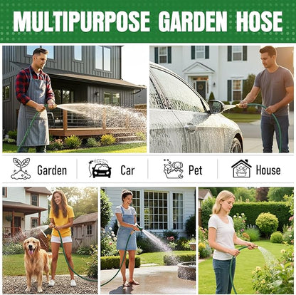Garden Hose 50 ft NON-EXPANDABLE Water Hose, Flexible & Lightweight Kink Resistant Hybrid Hose, Leak-Proof Heavy Duty, Super Durable Fabric with 3/4" Solid Brass Connectors