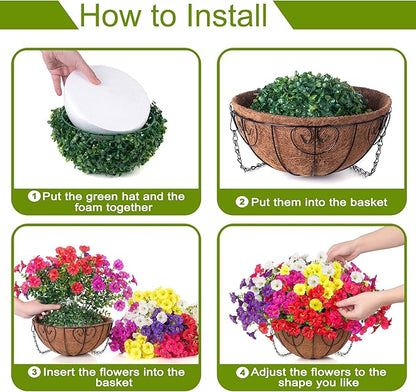 Artificial Faux Hanging Plants Flowers for Outdoors Baskets Spring Outside Decor, Fake Silk Morning Glory in Planter Look Real UV Resistant Outdoor Flowers for Porch Patio Balcony Garden Yard Home