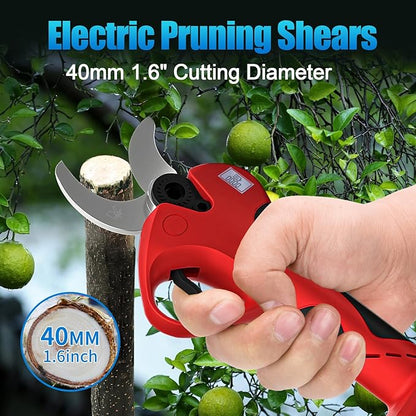 Electric Pruning Shears Cordless, 1.6"(40mm) Cordless Pruner, 2Pcs 2000mAh Battery Operated Pruning Shears & Electric Tree Pruner, SK5 Steel Blades Battery Powered Pruning Shears JOVANT