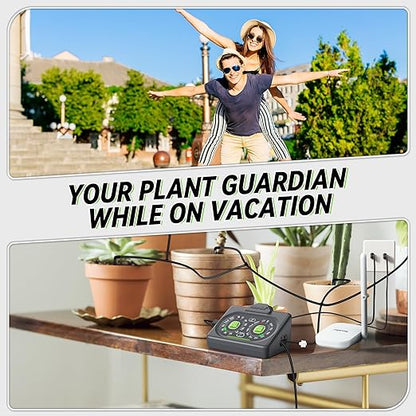 RAINPOINT Smart Automatic Watering System for 15 Potted Plants,Dual Powered, Local Control & Remote WiFi/App Control, Solar Drip Irrigation for Indoor,Balcony, Grow Tent, Low Water Auto-Shutoff