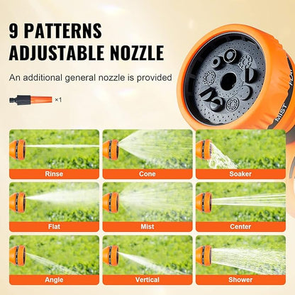 VEVOR Retractable Hose Reel, 115 ft x 1/2 inch, Garden Water Hose Reel with 9-Pattern Nozzle, 180° Swivel Bracket Wall-Mounted, Automatic Rewind, Lock at Any Length, with Slow Return System