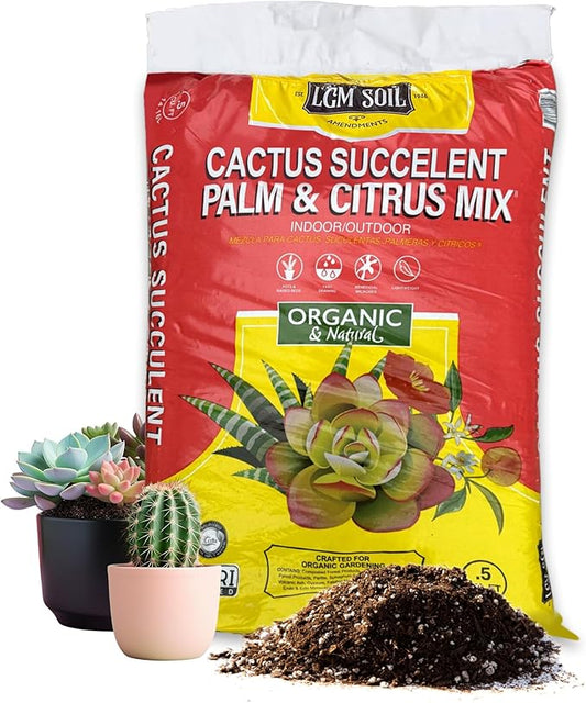 LGM Cactus & Succulent Palm & Citrus Mix, Ideal Potting Soil for Indoor & Outdoor Plants, (.5 Cu Ft.)