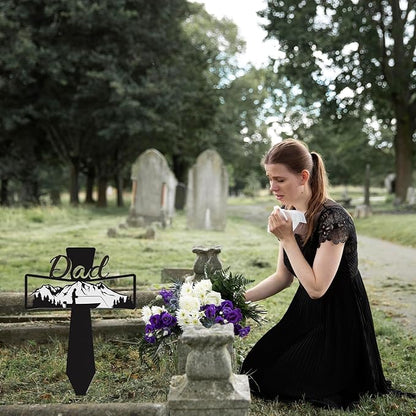 Dad Grave Decorations for Cemetery - Father Grave Markers for Humans Fishman Metal Memorial Sympathy Garden Stakes Plaques for Outdoors