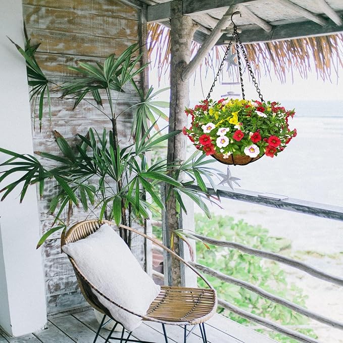 Halatool 6PCS 12 Inch Coco Liners Coconut Fiber Planter Liner 100% Natural Coco Fiber Liners for Planters Round Coco Coir Hanging Basket Liners for Flowers Vegetables