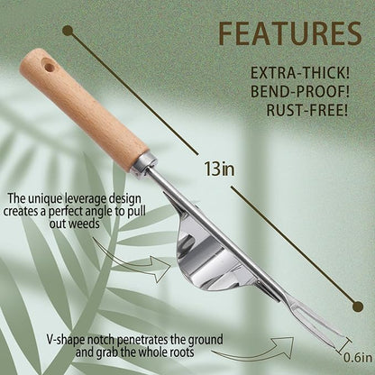 3 Pack Weed Puller Tool, Manual Hand Weeder Paver, Crack Weeder, Stainless Steel Crevice Weeding Digger Tool, Paving Brick Moss Removal, L-Shape Gardening Crack Sickle for, Lawn Edger and Driveway