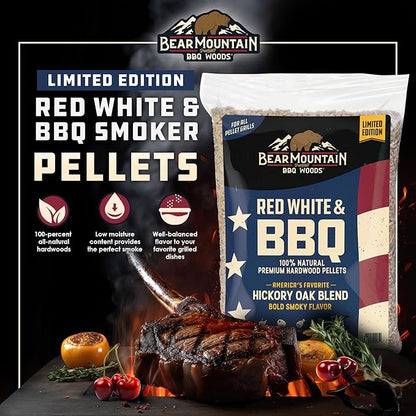 Bear Mountain BBQ Limited Edition Red White & BBQ Wood Pellets, 20 Pounds, Blue