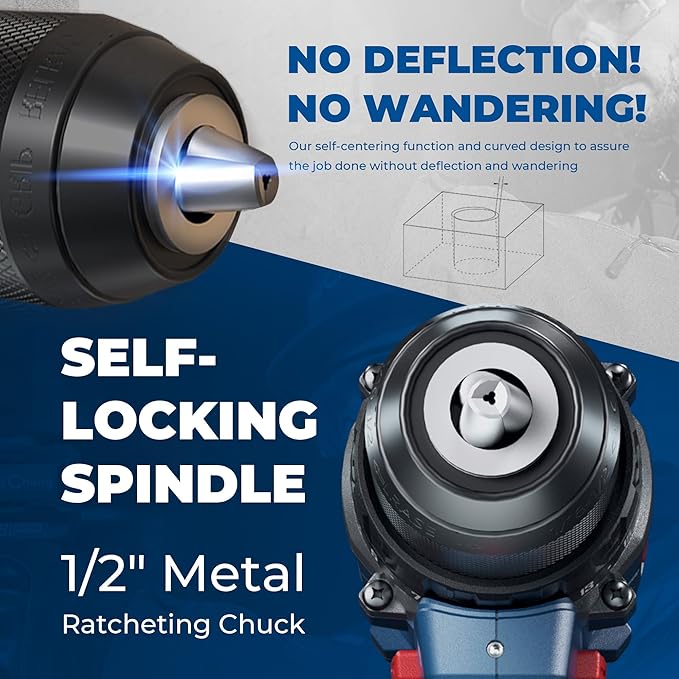 Dong Cheng 20V Brushless Heavy-duty Impact Drill Bare Tool, 531 in.lbs, 1/2" Keyless Metal Chuck, 20+1+1 Clutch for Drilling Brick Wall, Metal, Wood (Bare Tool)