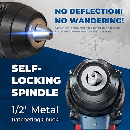 Dong Cheng 20V Brushless Heavy-duty Impact Drill Bare Tool, 531 in.lbs, 1/2" Keyless Metal Chuck, 20+1+1 Clutch for Drilling Brick Wall, Metal, Wood (Bare Tool)