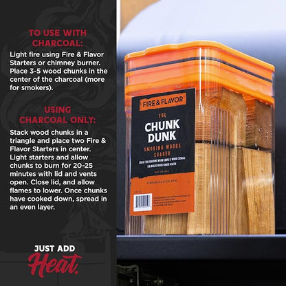 Fire & Flavor Cherry Wood Chunks for Smoking and Grilling - All-Natural, Long-Lasting with a Mildly Sweet Flavor - Large Chunk Wood Chips for Smokers,Red