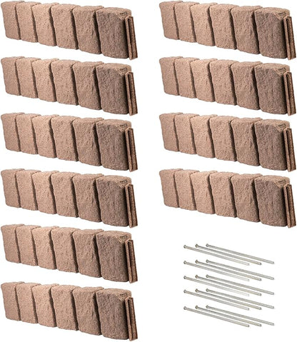 Beuta Landscape Edging | Garden Edging Border | Faux Stone Block XL for Lawn Edging, Flower Beds & Yard Edging – 10 Pack | Each Section Has 6 Blocks 48" L x 4" W x 9.5" H | 30 Spikes | Cobblestone