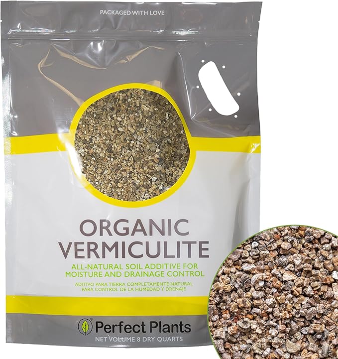 Organic Vermiculite by Perfect Plants - 8 Dry Quarts Natural Medium Grade Soil Additive for Potted Plants