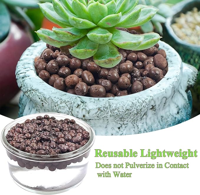 2 lbs Clay Pebbles for Plants, 8-12 mm Leca Clay Balls for Indoor Plants, Orchid Potting Mixes, Hydroponic Growing, Aquaponics, Potted Top Dressing and Drainage
