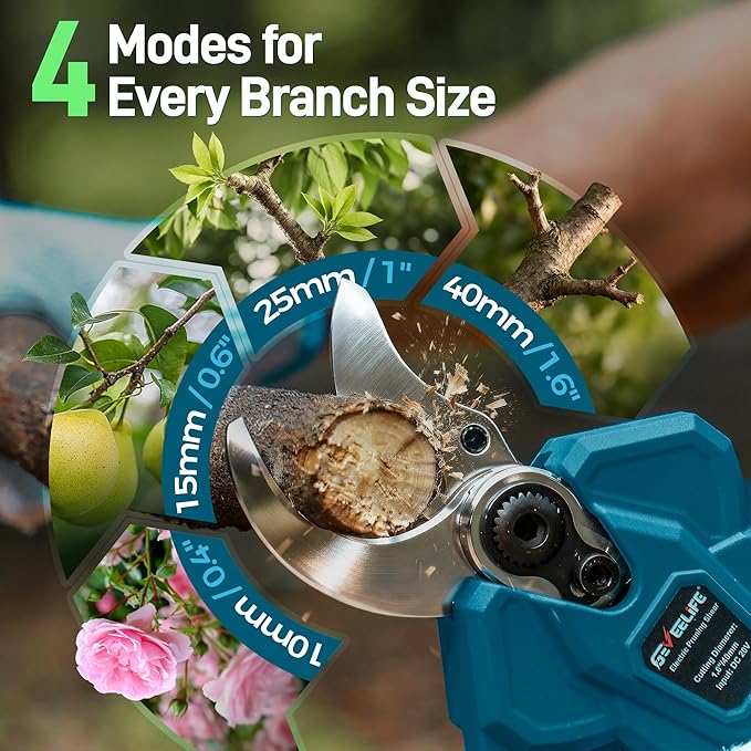 Cordless Electric Pruning Shears with Pole,21V 4000mAh Batteries, 1.6" Cutting Diameter,9.2ft Reach,3 Modes Adjustable,Brushless Motor for Powerful Branch Tree Trimming,Sky Blue