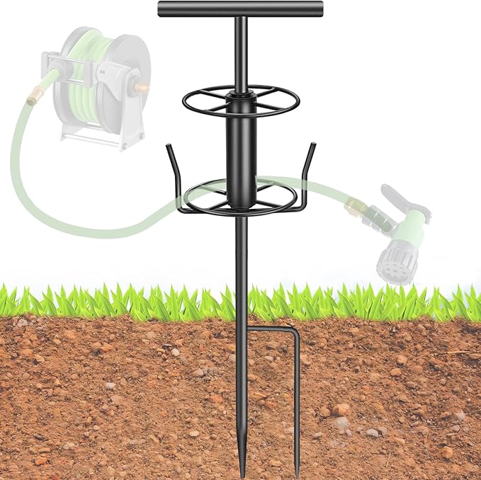 Garden Hose Guide Spike, Metal Hose Guides for Garden Heavy Duty, Hose Pulling Stand Reel for Gardens Corner, Auxiliary Water Hoses Support, Lawn & Gardens Watering Equipment, Plant Flower Protector