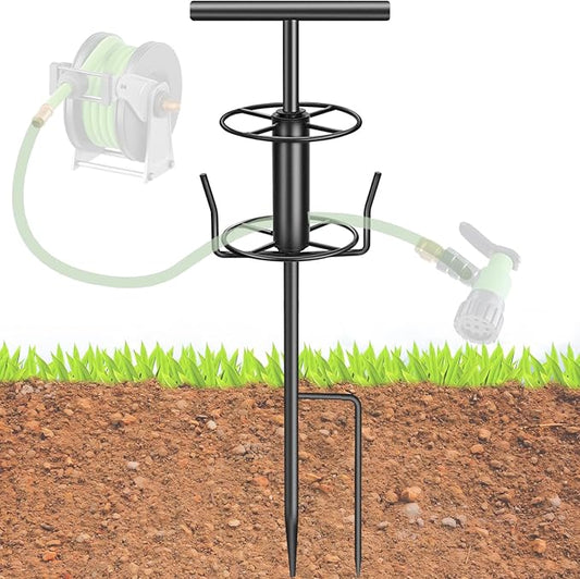 Garden Hose Guide Spike, Metal Hose Guides for Garden Heavy Duty, Hose Pulling Stand Reel for Gardens Corner, Auxiliary Water Hoses Support, Lawn & Gardens Watering Equipment, Plant Flower Protector