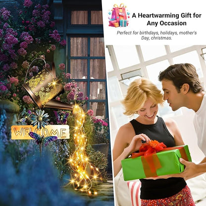 Solar Watering Can Light, Solar Lights Outdoor Decor, Garden Decor Lights for Yard, IP65 Waterproof Hanging Lantern Lights, Gifts for Women Mom, for Yard Patio Lawn Pathway Landscape