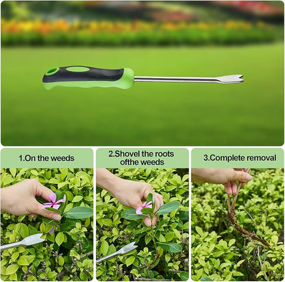 Weed Puller Tool, Stand Up Dandelion Weeder with Long Handle, Heavy Duty Stainless Steel Manual Weeder Remover for Lawn, Garden and Yard Gardening Tools