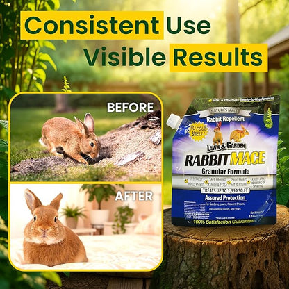 Nature’s MACE Rabbit Repellent 3 lb Granular/Treats 1,350 sq ft./Rabbit Repellent and Deterrent/Keep Rabbits Out of Your Lawn and Garden/Safe to use Around Children & Plants.