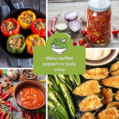 Sow Right Seeds - Hot & Sweet Pepper Seed Collection for Planting - California Wonder, Cubanelle, Sweet Banana, Poblano, Serrano, Sunbright, Cayenne, Anaheim - Non-GMO Heirloom Peppers to Plant