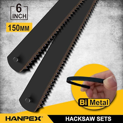 6 in. Mini Hacksaw Set - 150mm Extra Fine Cut Hack Saw Sets and 10pcs Extra Bi-Metal Blades for Wood and Metal