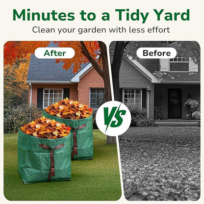 GreatBuddy Lawn Bag, 40 Gallon Yard Waste Bags, Heavy Duty PP Garden Leaf Bags for Leaves, Grass and Debris, Reusable & Foldable Leaf Collector with Handles, Wide Opening and Self-stand Design, 2 Pack