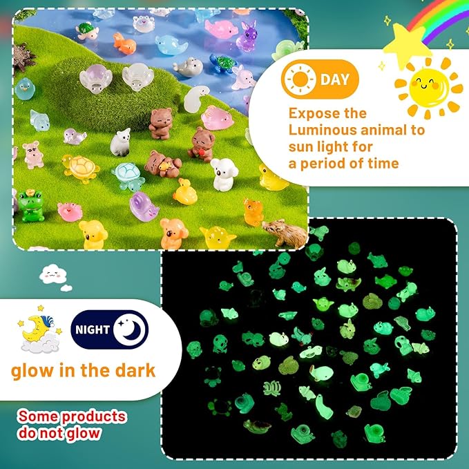 140 Pack Mini Animals Tiny Duck，Cow，Bee Figurines Bulk for Miniature Dollhouse Decor Accessories Garden Aquarium Potted Ornament Party DIY Charms Office Classroom Activity to Hide